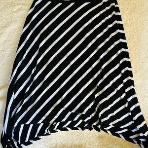 Allison Brittney Black and White High Asymmetrical A-line Skirt